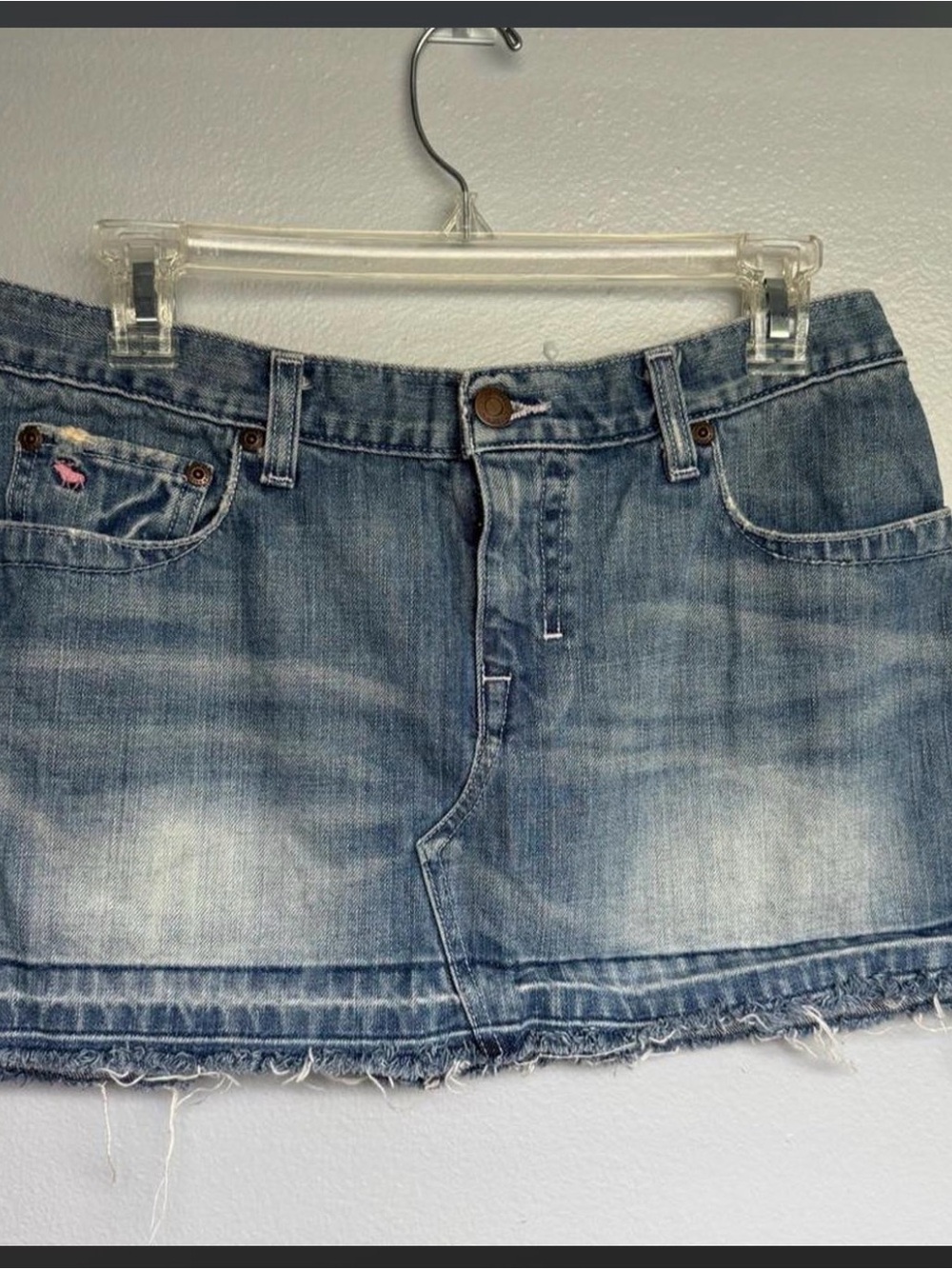 Vintage Y2K Abercrombie & Fitch Faded Light Blue Denim Mini Skirt